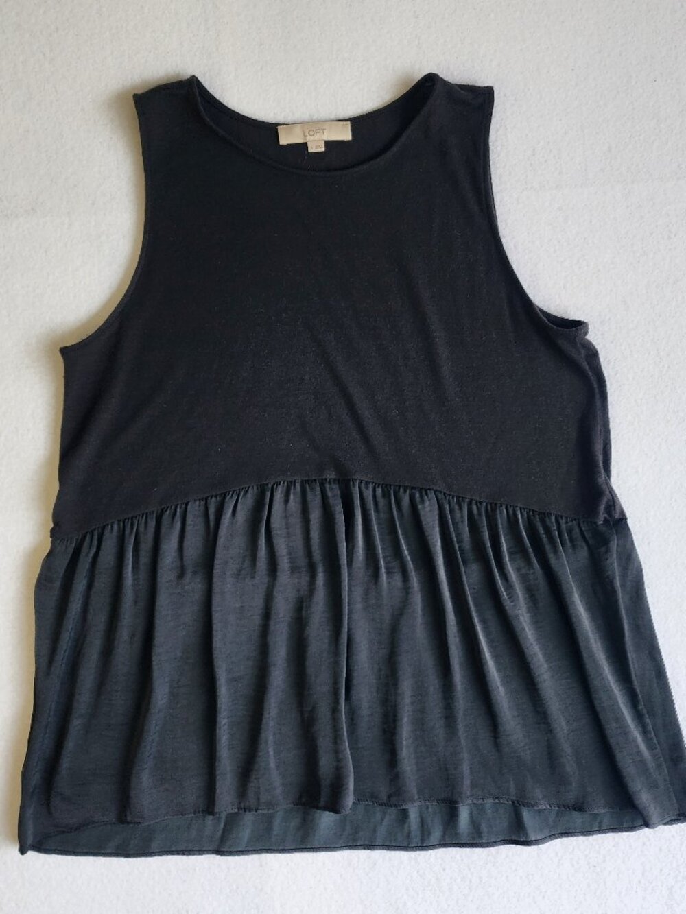 LOFT Black Sleeveless Peplum Tank Top Size Large